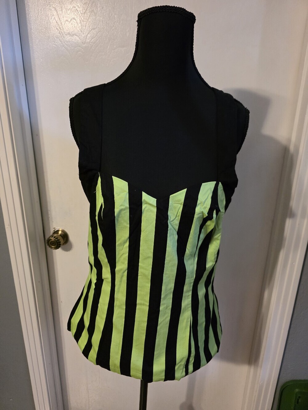 Magnolia Park Black and Neon Green Striped Women's Camisole